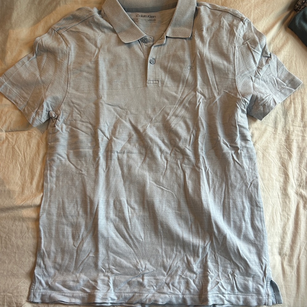 Calvin Klein Men's Light Gray Polo Shirt